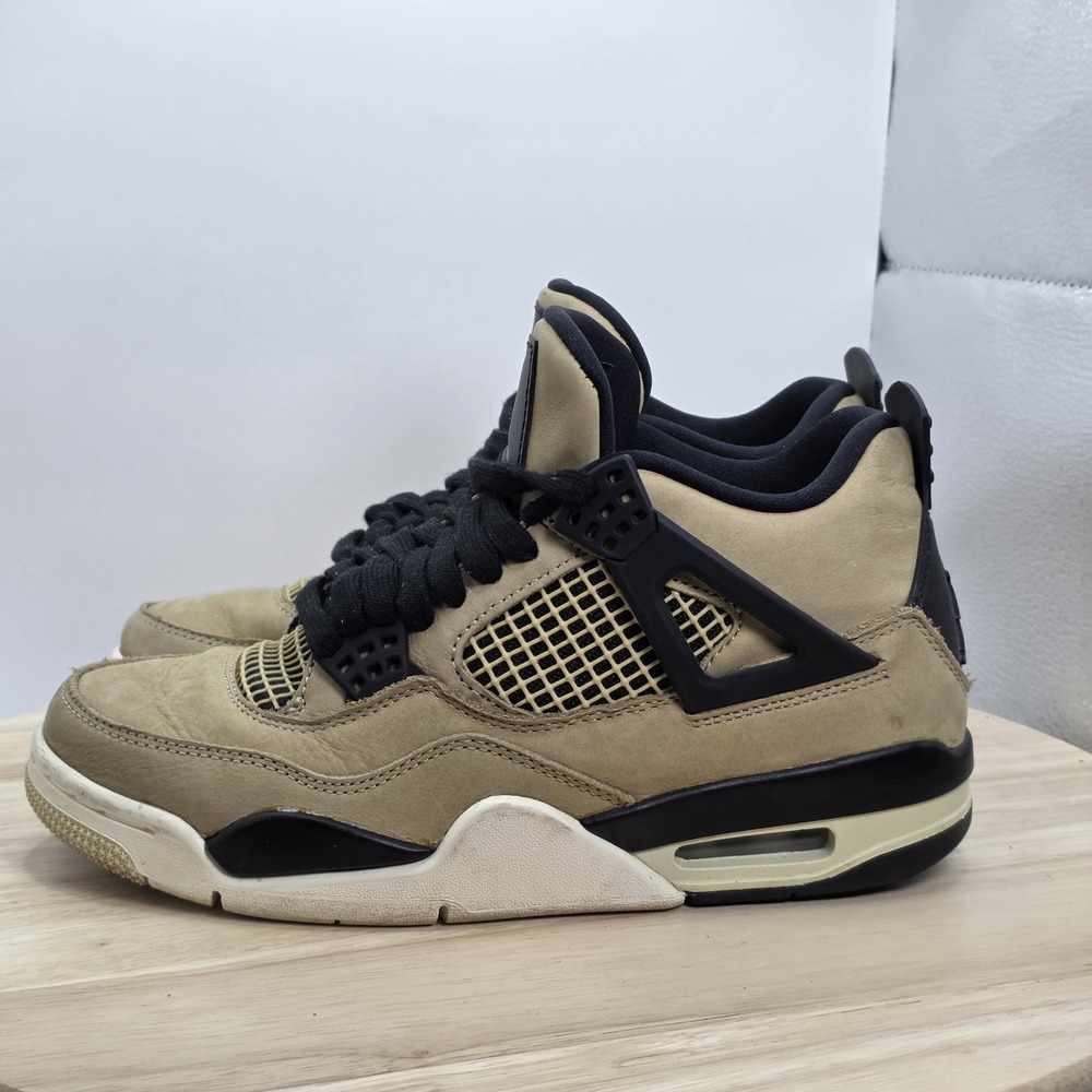 Women's Size 6- Air Jordan 4 Retro Mushroom W Mocha Brown Tan Black Rare GS 4.5Y